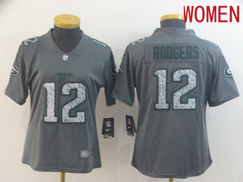 Women Green Bay Packers #12 Rodgers Nike Teams Gray Fashion Static  Limited NFL Jerseys->green bay packers->NFL Jersey